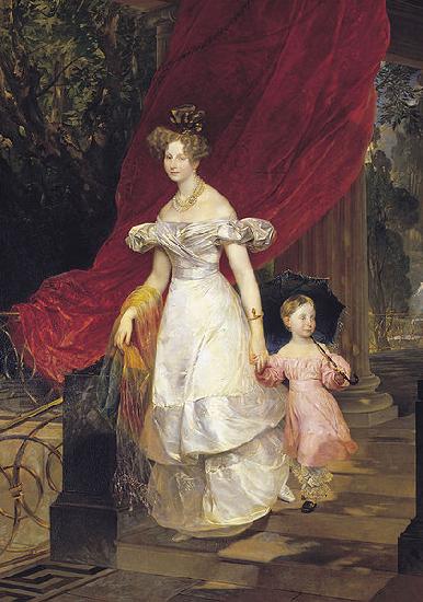 Karl Briullov Portrait of Grand Duchess Elena Pavlovna and her daughter Maria Sweden oil painting art